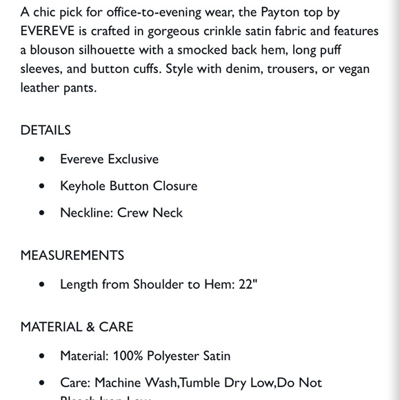 NWT Evereve Payton Satin Top - Picture 4 of 7